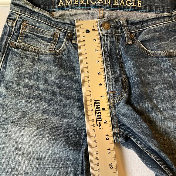 American Eagle Women Jeans size 30 / 34 Blue Straight Leg Mid Rise - Picture 5 of 11